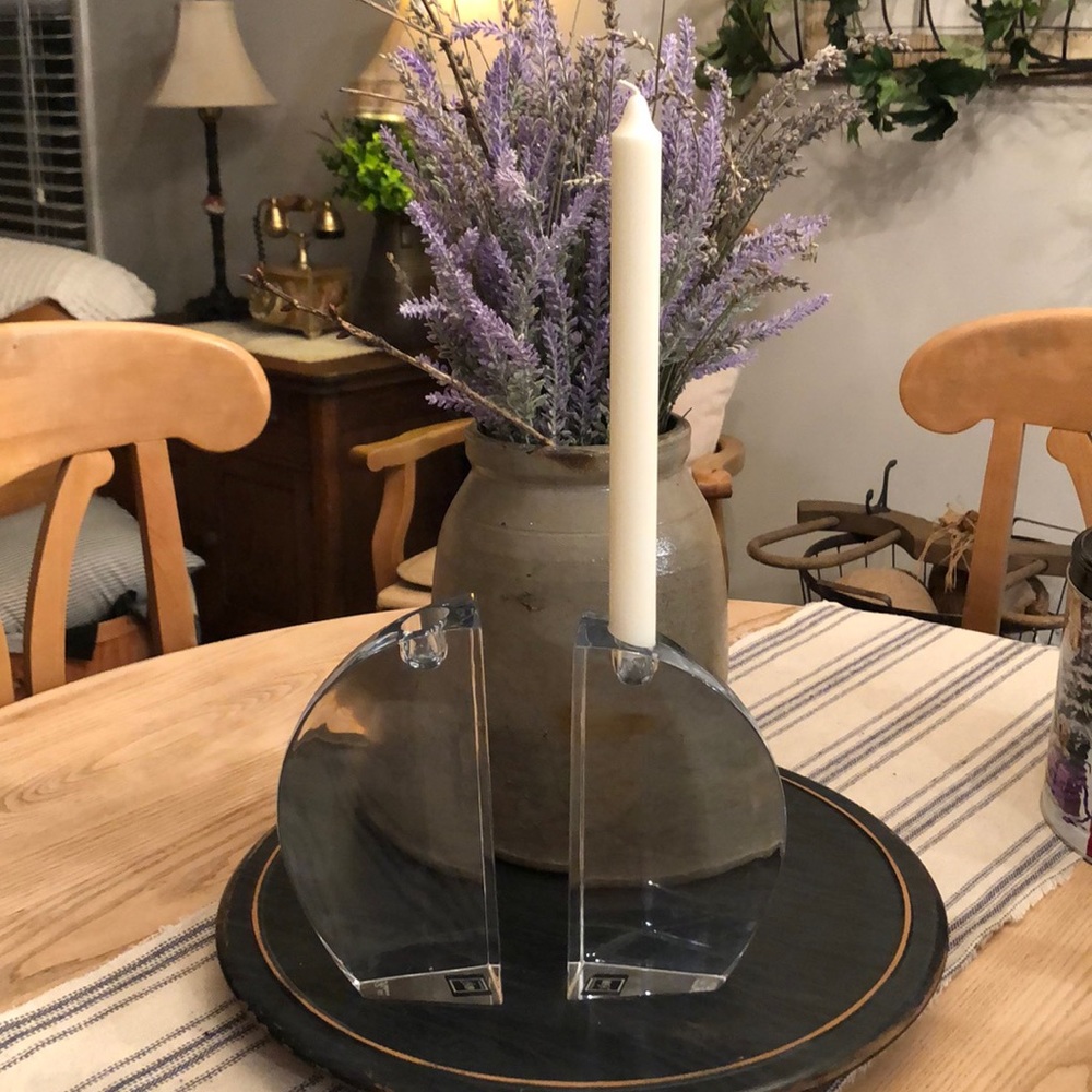 Mikasa platinum heavy crystal wedge candle holder